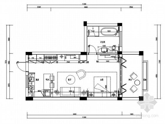 北欧风格度假村资料下载-[浙江]巴厘岛风格度假村现代一居室公寓装修施工图