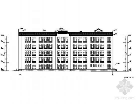 [辽宁]五层中式风格高校教学楼建筑施工图-五层中式风格高校教学楼建筑立面图