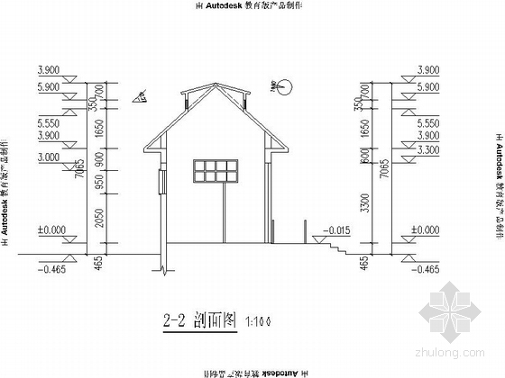 [青岛]小型现代公厕建筑施工图-小型现代公厕剖面图