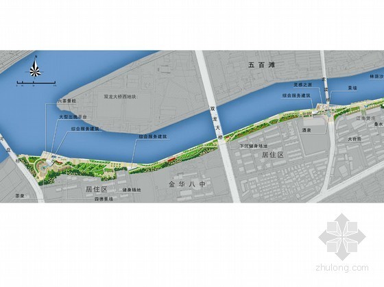 由废墟改造的住宅景观资料下载-[金华]某江堤景观改造规划设计
