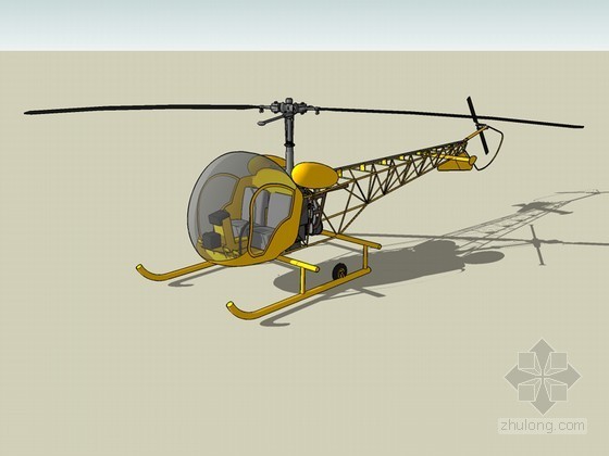 直升机停机坪面积资料下载-时尚小直升机SketchUp模型下载