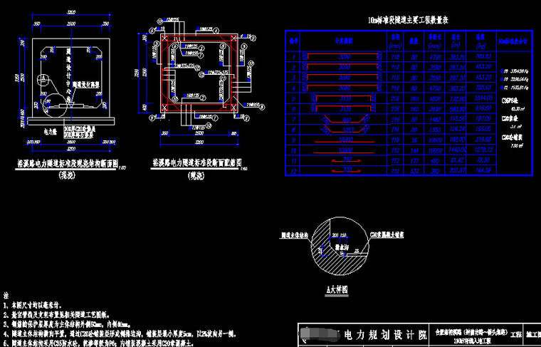 城市道路110kV电力隧道设计图纸69张CAD-隧道现浇构造图