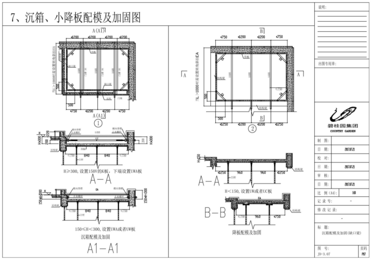 铝合金模板应用细部做法-知名地产-沉箱