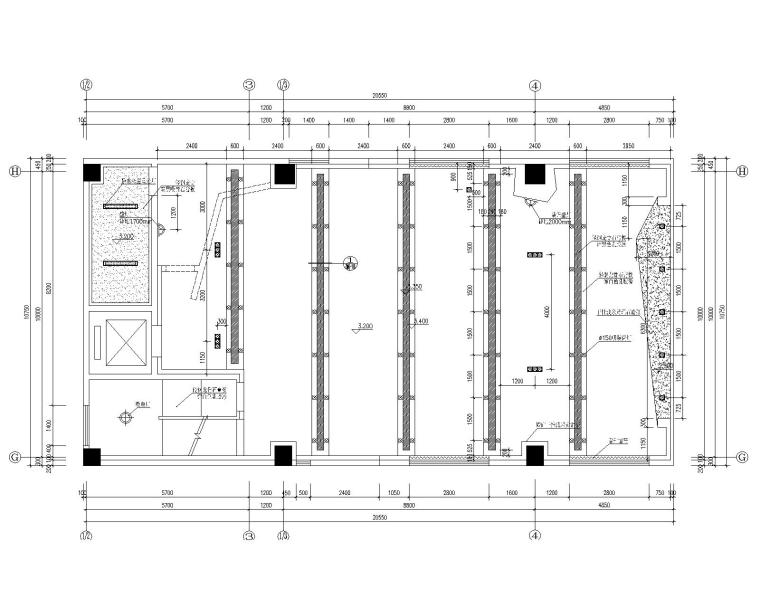 [江苏]无锡中科公司办公室装修施工图+效果图-4一层A栋公共大厅天花灯具图