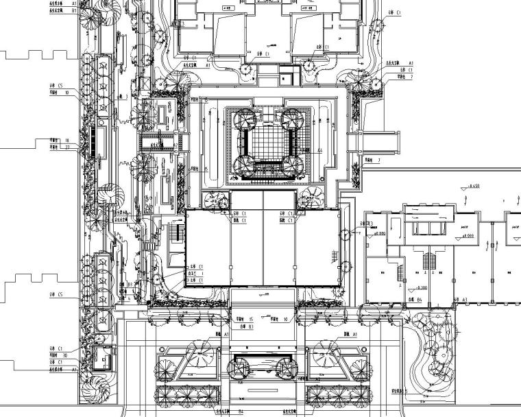 [北京]知名地产东郡居住区样板区植物种植施工图设计（CAD）-乔木平面图