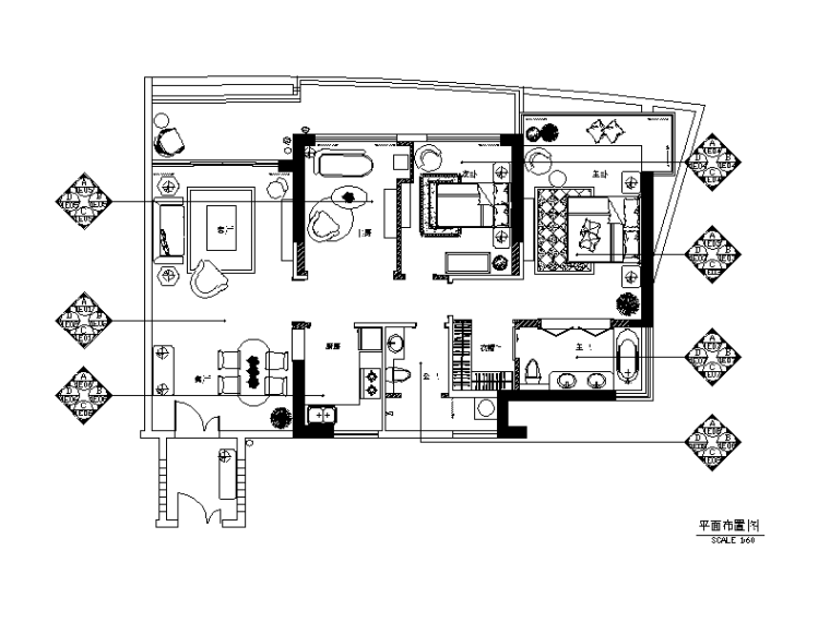 西班牙式餐厅资料下载-[海南]黄色西班牙样板房设计CAD施工图（含效果图）