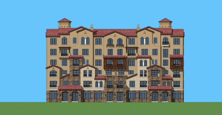 小型建筑设计模型资料下载-叠拼住宅建筑设计SU模型