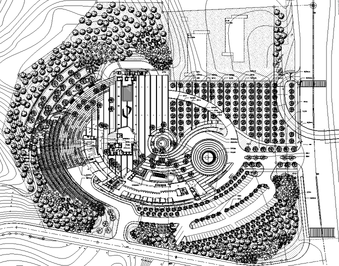 [湖南]山林古镇生态度假区旅游服务中心景观设计全套施工图（附景观效果图）-景观总平面图