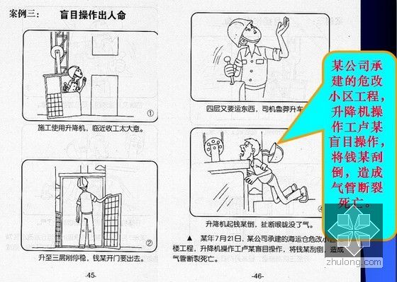 施工现场人员安全教育培训及案例分析PPT151页（多图）-盲目操作