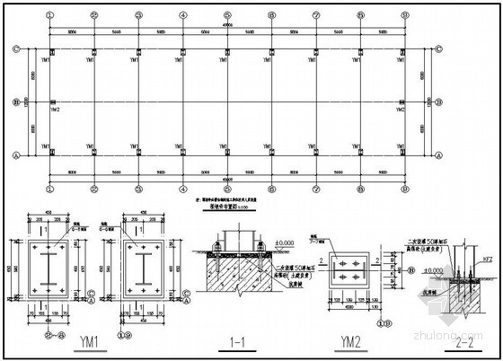 钢结构厂房基础预埋件安装资料下载-某厂房预埋件构造详图