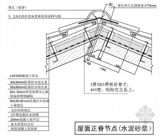 混凝土瓦屋面施工工艺及节点做法详图- 