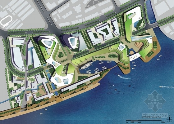 [上海]现代风格沿海码头规划设计方案文本（4个方案 知名设计院）-现代风格沿海码头规划设计方案总平面图 