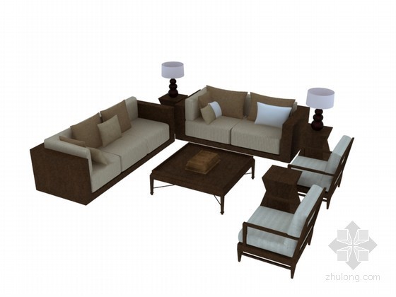3D组合沙发模型资料下载-舒适组合沙发3D模型下载