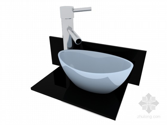台上盆洗手盆资料下载-简洁洗手盆3D模型下载