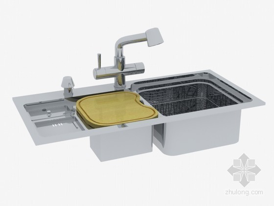 厨房水槽下水管资料下载-厨房水槽3D模型下载