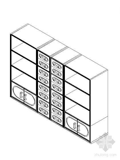 书柜柜子CAD图块资料下载-书柜CAD三维图块2