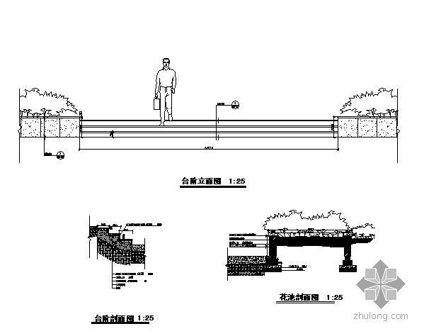 景观步道台阶做法大样图- 