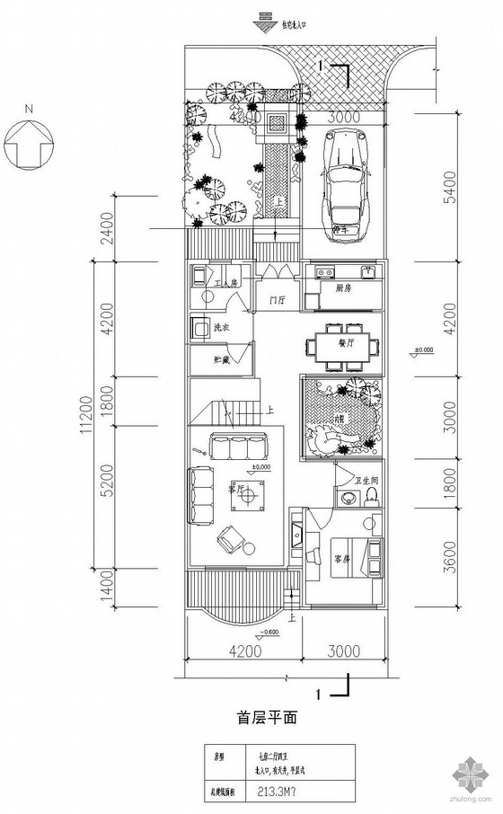 二层独栋中式别墅资料下载-二层独栋别墅户型图(213)