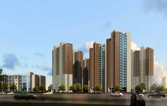 [内蒙古]现代风格住宅区规划及单体设计方案文本-住宅区效果图
