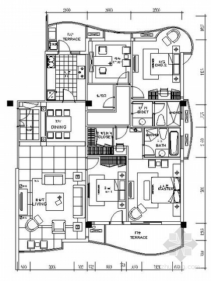 [郑州]160㎡四居样板房施工图