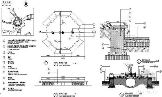 花岗岩铺地收边资料下载-八边花岗岩树池详图1