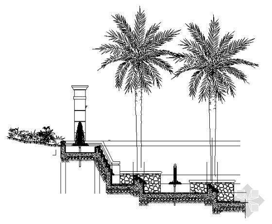 下沉广场剖面图CAD资料下载-广场水池剖面图