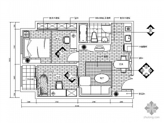 客厅天花吊顶设计图资料下载-两居室装修设计图