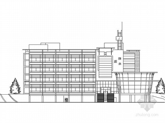大学档案馆CAD资料下载-[四川]某大学四层图书馆建筑方案图