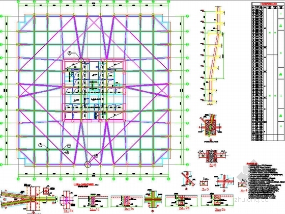 [贵州]74层型钢框架-矩形核心筒结构超B级超高层综合楼结构施工图（含6层地下室）-八~九层结构平面布置图