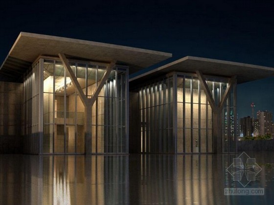 文化建筑3D模型资料下载-水中建筑3d模型下载