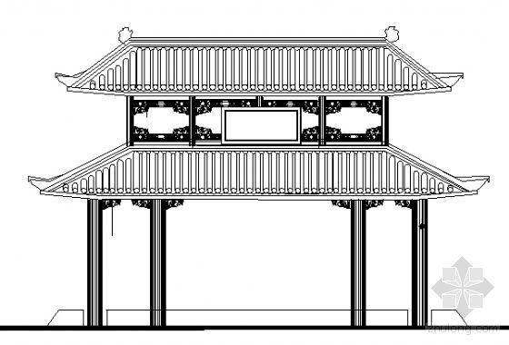 砖木结构资料下载-某重檐古亭建筑方案图