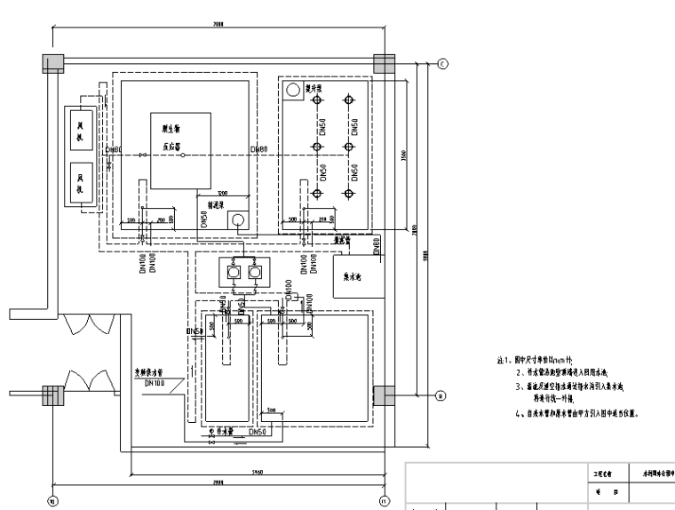 中水回用活水施工资料下载-某市水利局办公楼中水回用处理工程图纸（CAD）