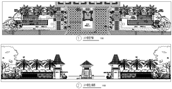 [江苏]互动式精装公寓景观展示区全套设计施工图（附实景图）-入口绿化设计详图