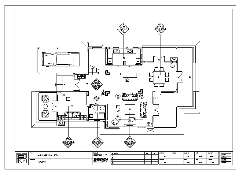 广东南加州现代风格样板房室内设计施工图-一层立面及门表索引图