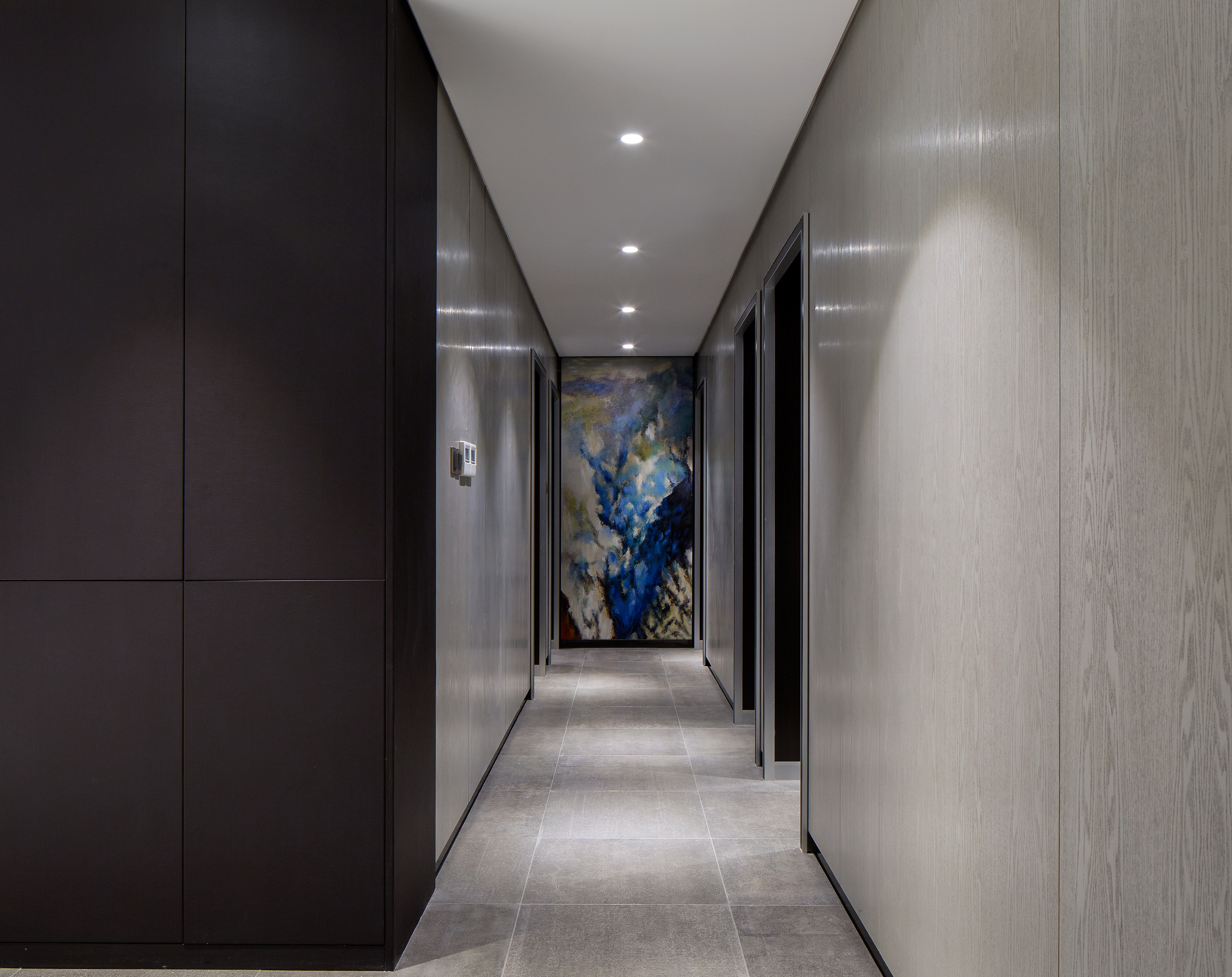 灰蓝畅想|张家港君临新城现代简约风住宅设计施工图(附效果图)