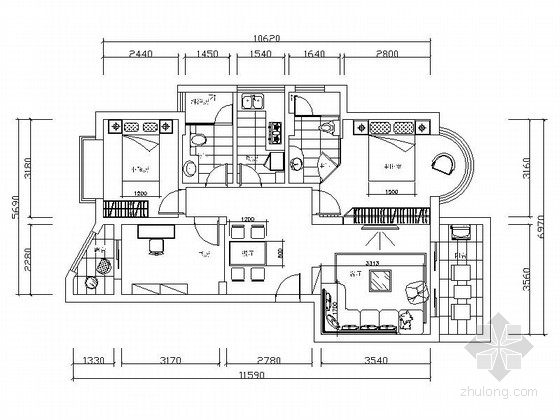 西安样板房装修资料下载-[西安]现代高档三居室样板房装修图（含效果）