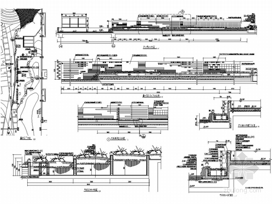 [深圳]商业住宅架空结合高档居住花园景观全套施工图-凸起式跌水施工图