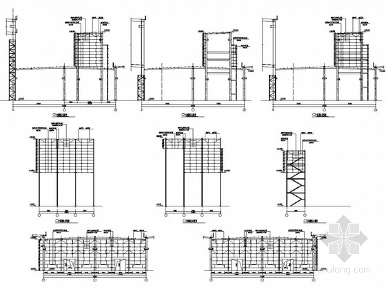 [成都]单层钢结构车间连廊结构施工图（含pkpm计算、建筑图）-立面檩条布置图 