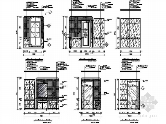 [浙江]优雅法式风格三层别墅样板间室内装修施工图（含效果图）-[浙江]优雅法式风格三层别墅样板间室内装修施工图老人房卫生间立面图