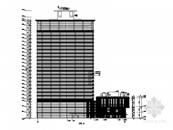 [上海]24层现代风格综合用房建筑施工图（甲级设计院）-24层现代风格综合用房建筑设计立面图