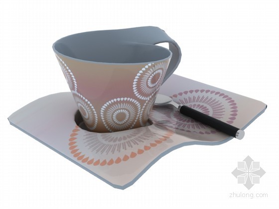 茶具3d模型资料下载-花纹茶具3D模型下载