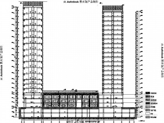 [江苏]现代风格商住楼建筑施工图（含方案文本）-现代风格商住楼建筑施工图剖面图 