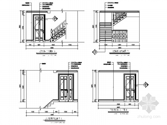 [浙江]豪华时尚传统意大利风格三层别墅室内装修施工图（含完整方案）楼梯间立面图