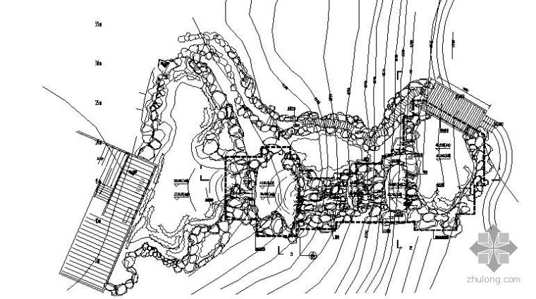 假山瀑布施工图设计方案资料下载-湖北某公园瀑布施工详图
