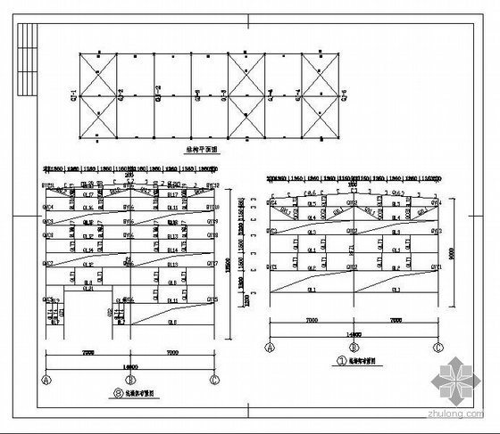 大跨径钢结构棚架图纸资料下载-某高低跨钢结构厂房图纸