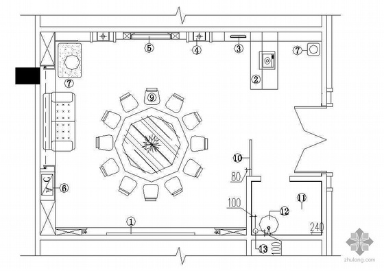 青岛某餐厅施工图资料下载-某餐厅包间装修施工图