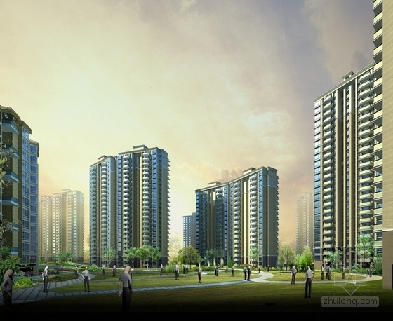 [武汉]欧式风格住宅区规划及单体设计方案文本(含CAD)-住宅区效果图