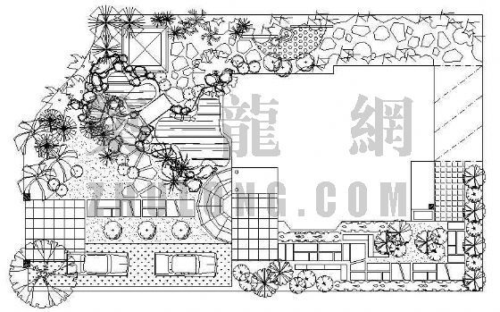 日本庭院式别墅平面图资料下载-现代别墅庭院设计平面图