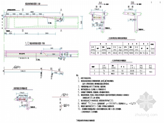 [重庆]2014年设计高速公路预应力刚构(连续）T梁简支T梁通用图315张（含公用构造）-T梁现浇连续段负弯矩钢束定位钢筋布置图