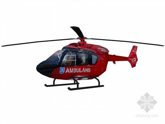 直升机停机坪面积资料下载-红色直升机SketchUp模型下载